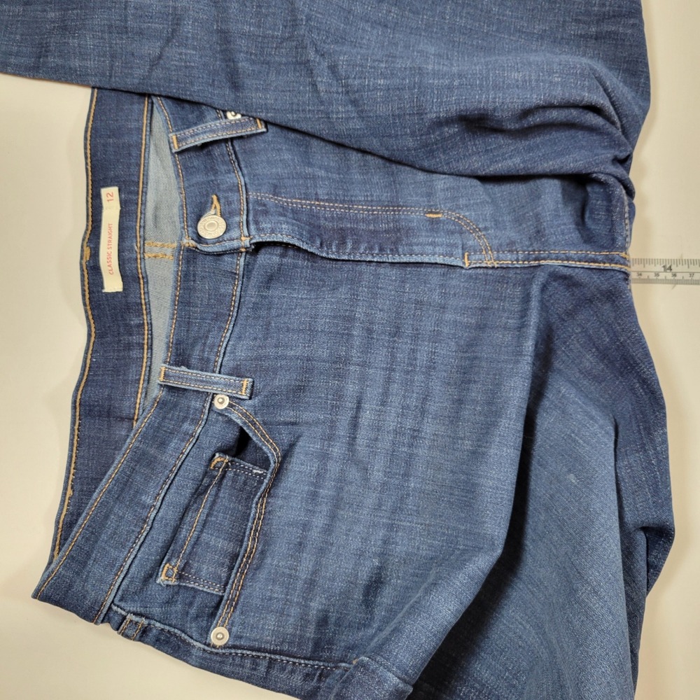 Levi's Classic Straight Jeans Women 12S Dark Blue Excellent 39250-0050 W31 L28 - Picture 6 of 11